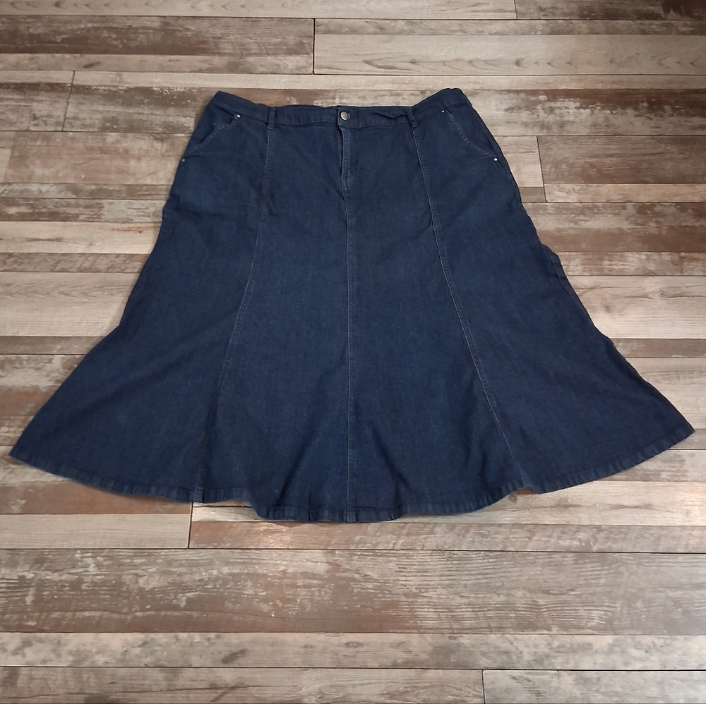 Southern Lady Classic Navy Blue Western Cottagecore Women's Skirt Size 20W - Picture 2 of 8